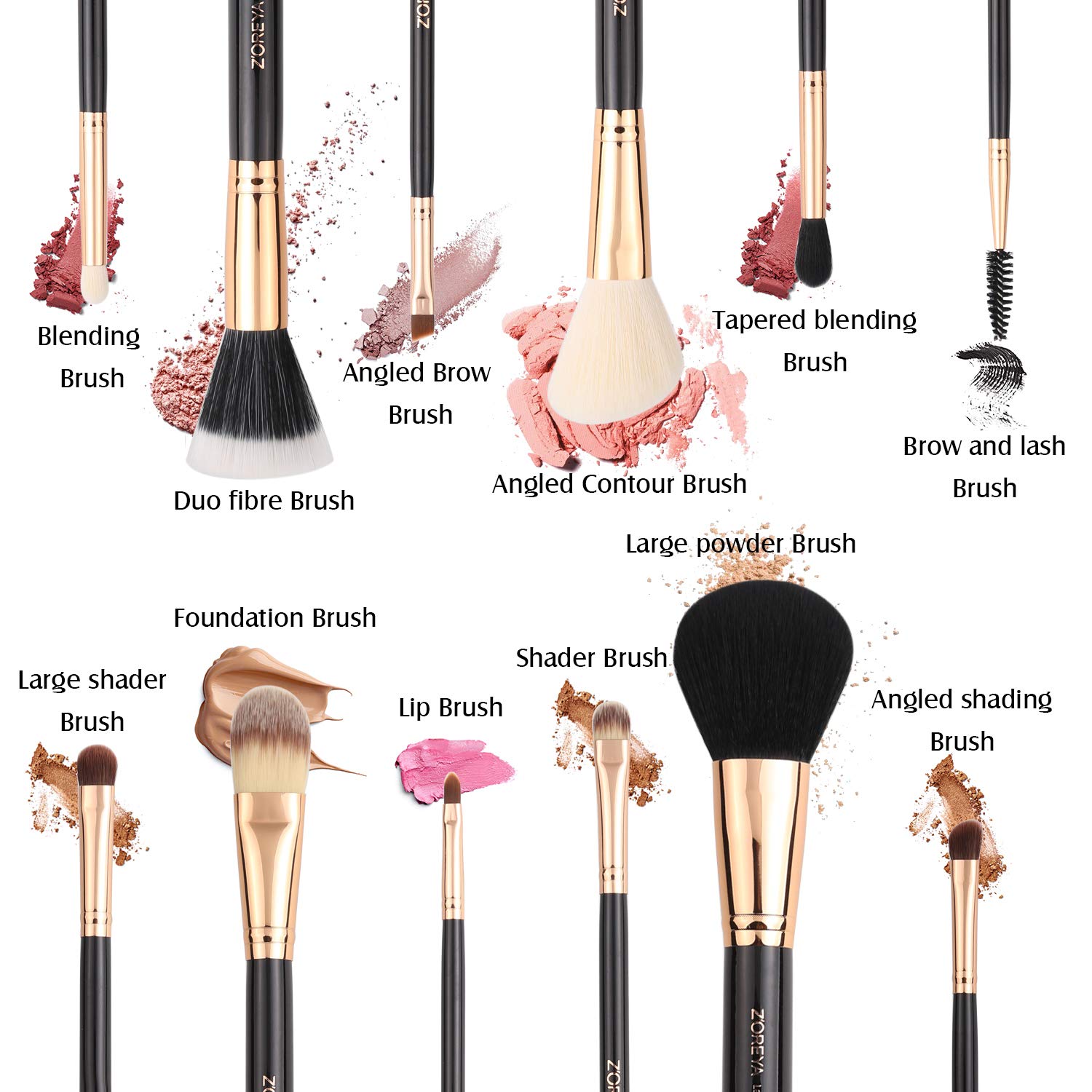 Amazon.com: Z'OREYA Premium Travel makeup brush set 12 pieces
